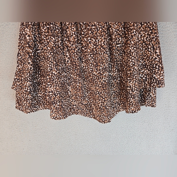Rails Addison Mini Skirt Sz L Women's Animal Print Tiered Smock Waist Brown's - Picture 8 of 13